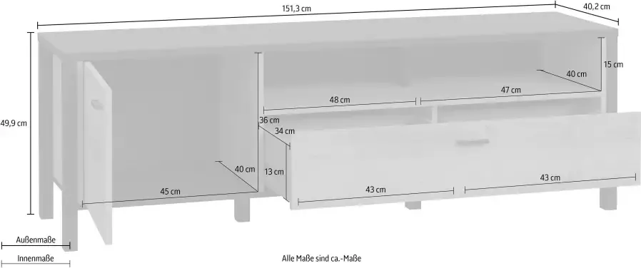FORTE Tv-meubel High Rock TV-kast TV-bord breedte ca. 151 cm - Foto 3