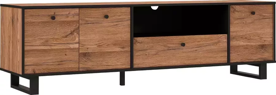 Cstore Tv-meubel 3 deuren 1 la Eiken en zwart decor L 180.8 x D 42 x H 52.8 cm SEWILL - Foto 7