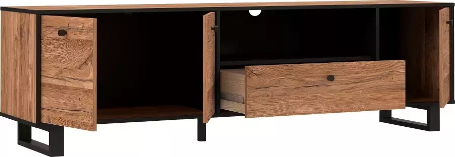 Cstore Tv-meubel 3 deuren 1 la Eiken en zwart decor L 180.8 x D 42 x H 52.8 cm SEWILL - Foto 8