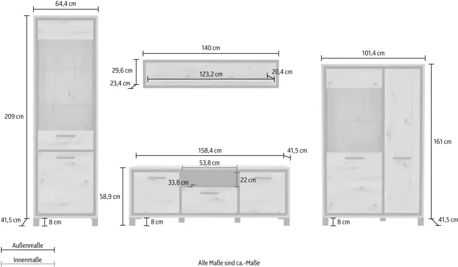 FORTE Wandmeubel Trondheim Voorkant romp mat (set 4 stuks) - Foto 4