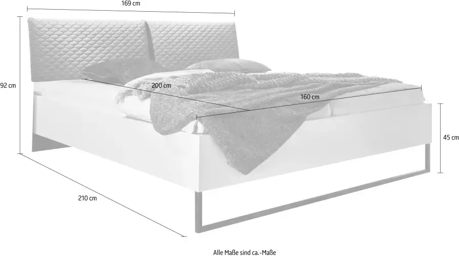 Wimex Futonbed Alicante by fresh to go Met metalen sleepoot en fluwelige hoofdbordbekleding - Foto 3