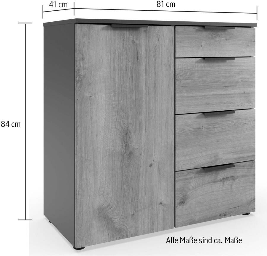 Wimex Kast met laden en deuren Level by fresh to go 1-deurs met 4 laden soft-close functie 81 cm breed 84 cm hoog