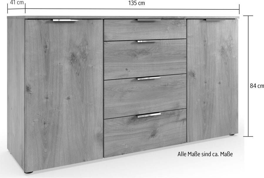 Wimex Kast met laden en deuren Level by fresh to go 2-deurs met 4 laden en soft-close functie 135 cm breed - Foto 2