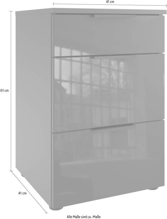 Wimex Nachtkastje Level36 C by fresh to go met glazen elementen aan de voorkant soft-close functie 41 cm breed