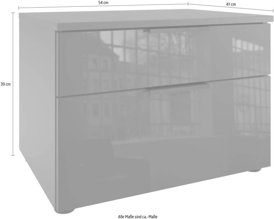 Wimex Nachtkastje Level36 C by fresh to go met glazen elementen aan de voorkant soft-close functie 54 cm breed