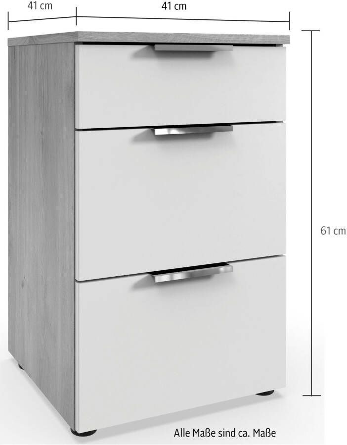 Wimex Nachtkastje Level by fresh to go 3 lades met soft-close functie 41 cm breed 61 cm hoog