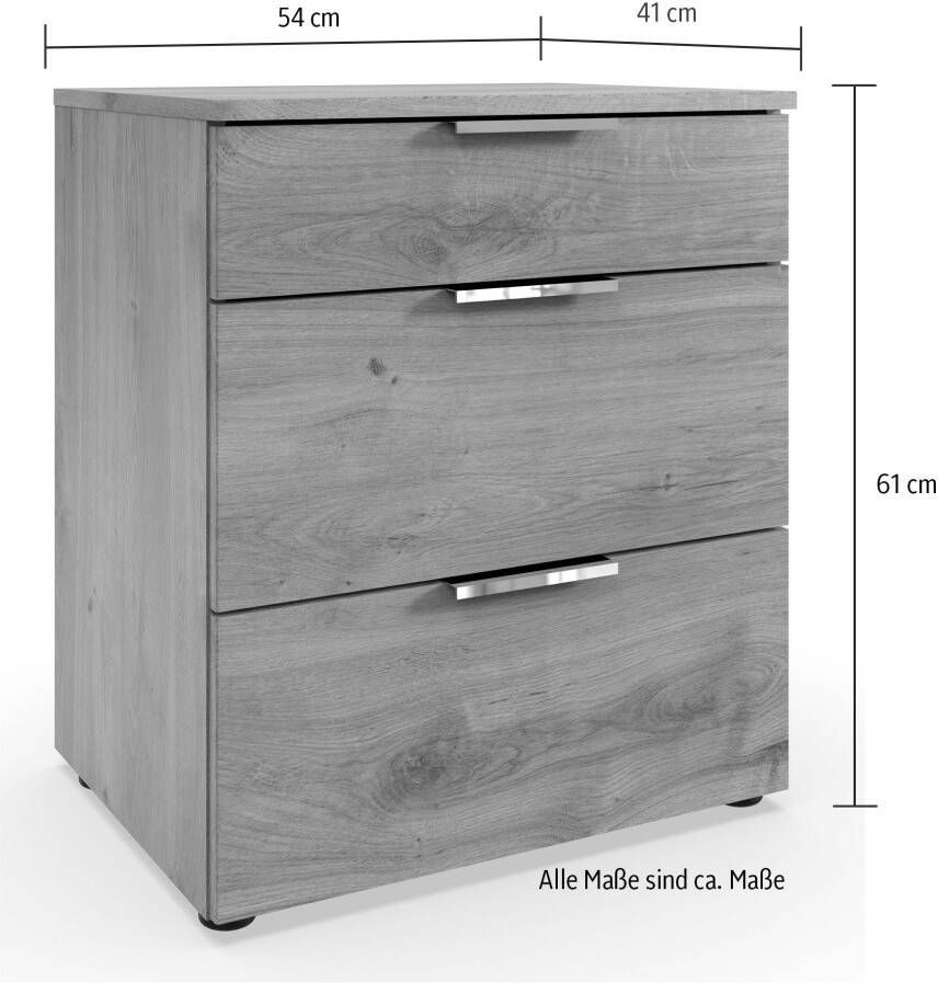 Wimex Nachtkastje Level by fresh to go 3 lades met soft-close functie 54 cm breed 61 cm hoog