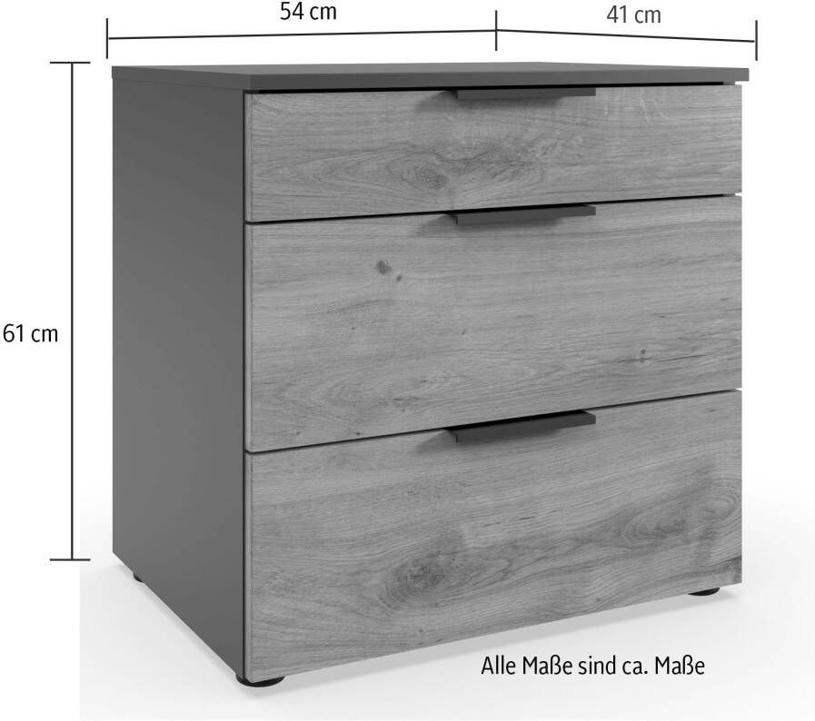 Wimex Nachtkastje Level by fresh to go 3 lades met soft-close functie 54 cm breed 61 cm hoog
