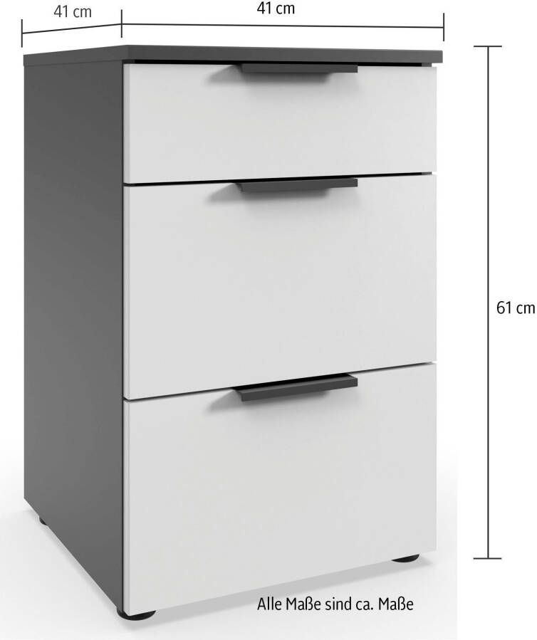 Wimex Nachtkastje Level by fresh to go 3 lades met soft-close functie 41 cm breed 61 cm hoog