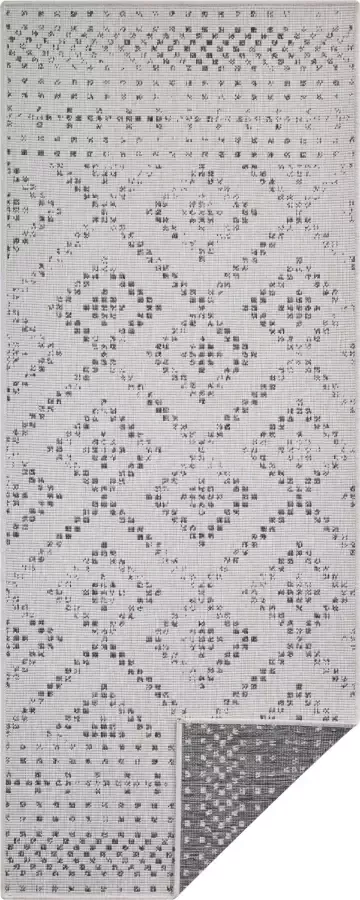 Tapeso Binnen & buiten vloerkleed Olympia grijs crème 80x200 cm - Foto 4