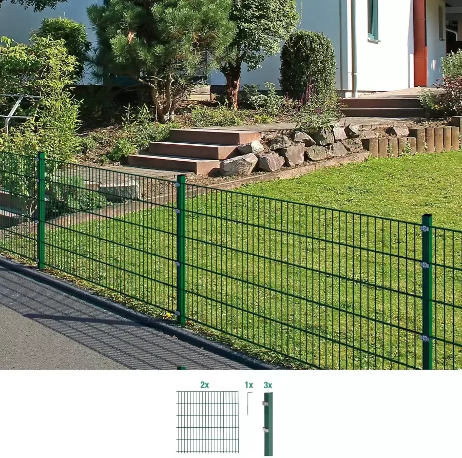 GAH Alberts Dubbelstaafmat hekwerk Basisset Hoogte: 80 160 cm totale lengte: 4 30 m voor plaatsing in beton (set) - Foto 1