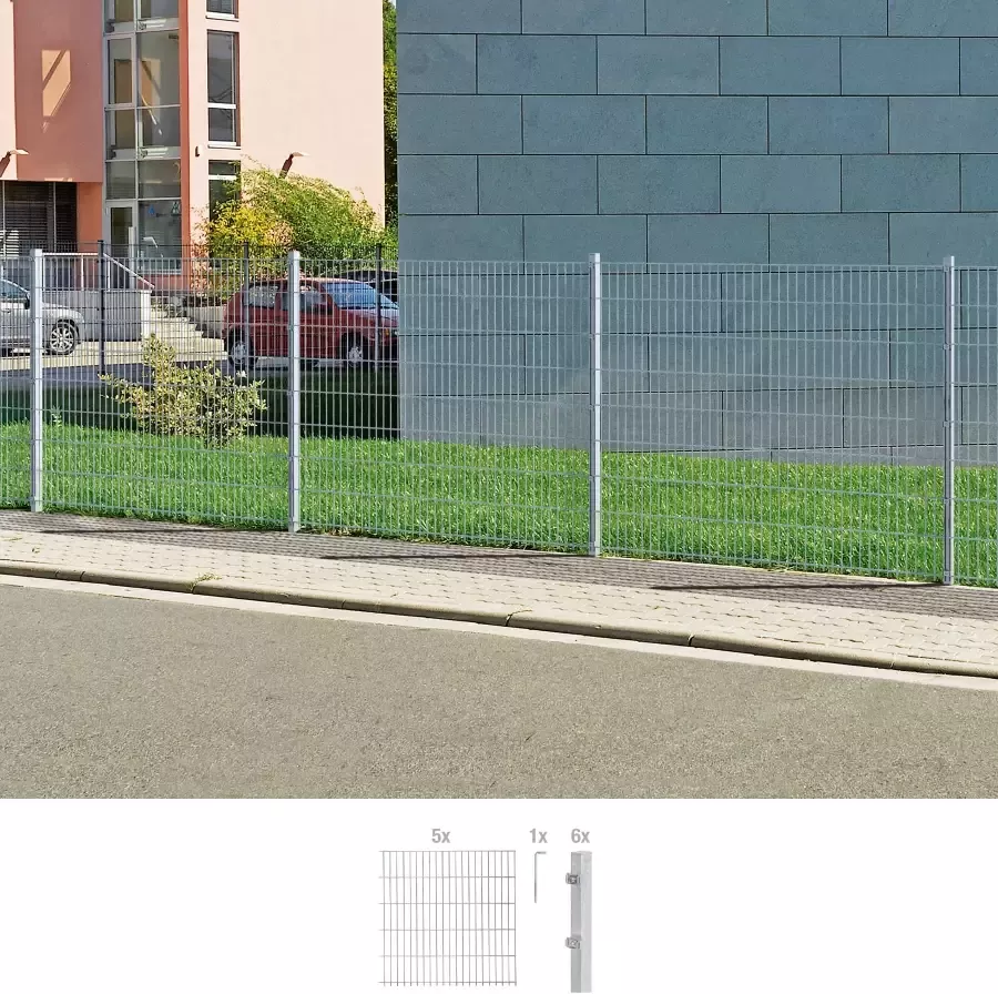 GAH Alberts Dubbelstaafmat hekwerk Basisset Hoogte: 80 160 cm totale lengte: 4 30 m voor plaatsing in beton (set) - Foto 1
