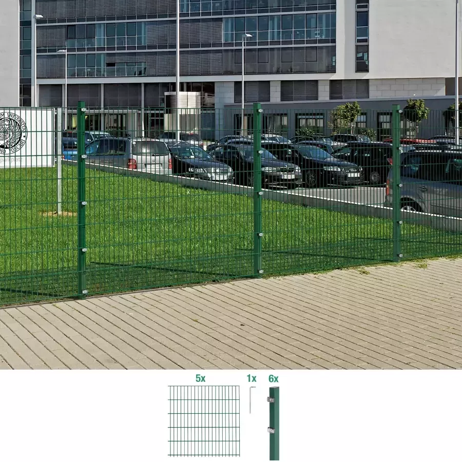 GAH Alberts Dubbelstaafmat hekwerk Basisset Hoogte: 80 160 cm totale lengte: 4 30 m voor plaatsing in beton (set) - Foto 1