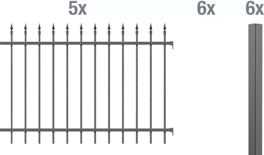 GAH Alberts Metalen hek Chaussee Hoogte: 100 en 120 cm totale lengte: 10 m om vast te schroeven (set) - Foto 2