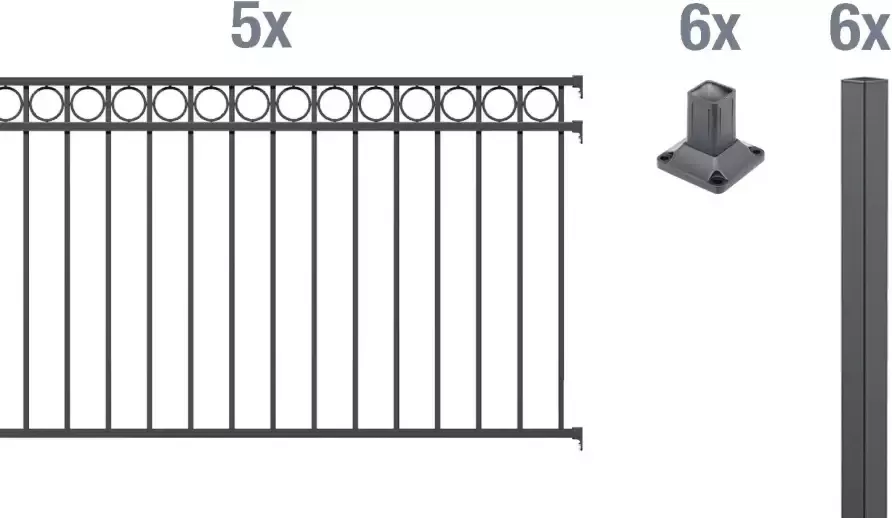 GAH Alberts Metalen hek Circle Hoogte: 100 en 120 cm totale lengte: 10 m om vast te schroeven (set) - Foto 2