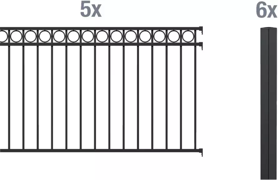GAH Alberts Metalen hek Circle Hoogte: 100 en 120 cm totale lengte: 10 m voor plaatsing in beton (set) - Foto 5
