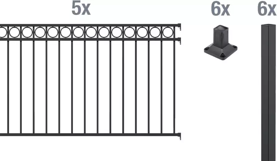 GAH Alberts Metalen hek Circle Hoogte: 100 en 120 cm totale lengte: 10 m om vast te schroeven (set) - Foto 5