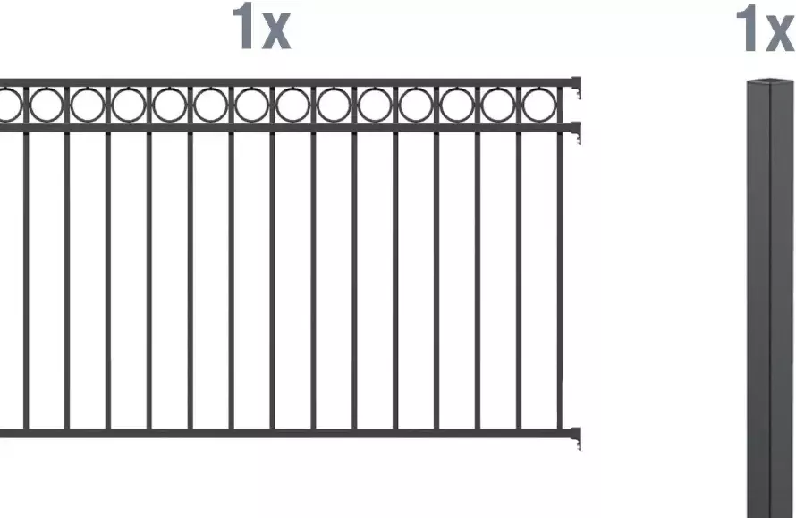GAH Alberts Metalen hek Uitbreidingsset Circle Hoogte: 100 en 120 cm breedte: 200 cm om in beton te verankeren - Foto 2