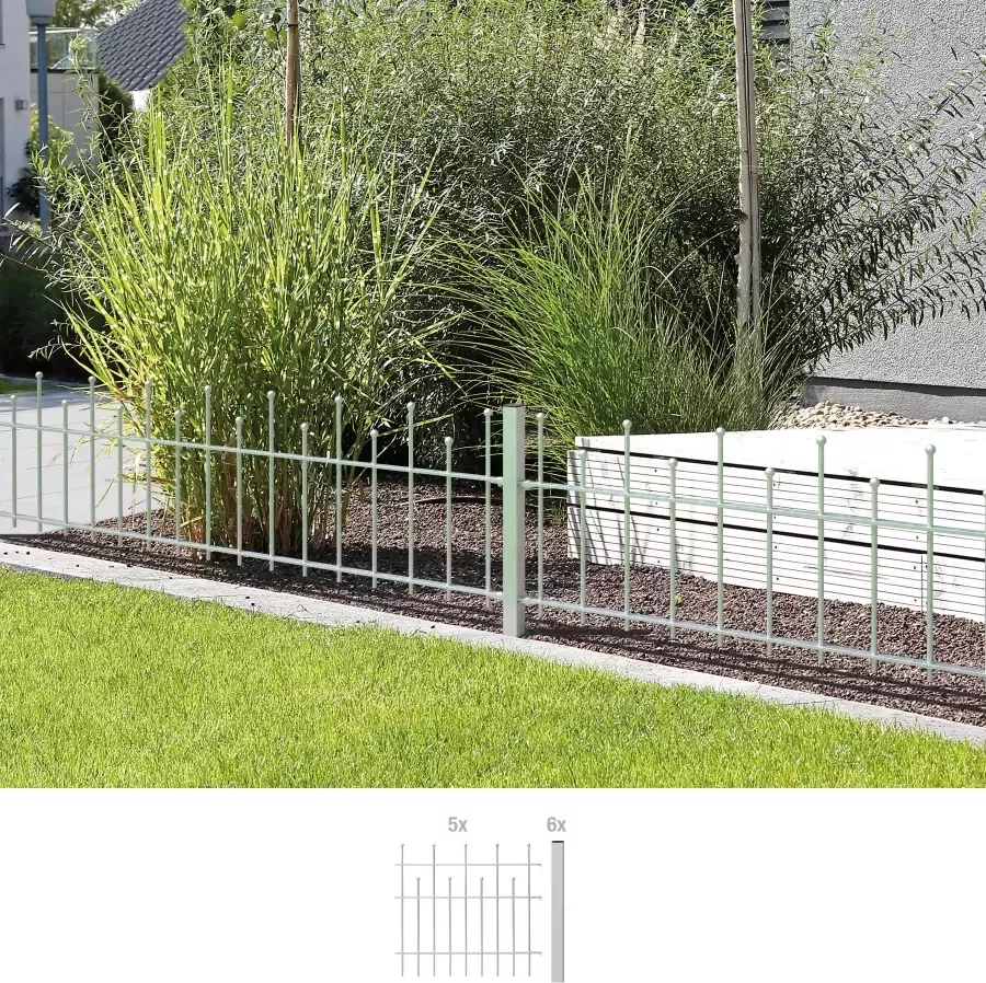 GAH Alberts Metalen hek Madrid Hoogte: 49 5 73 5 en 98 5 cm totale lengte: 10 m voor plaatsing in beton (set)