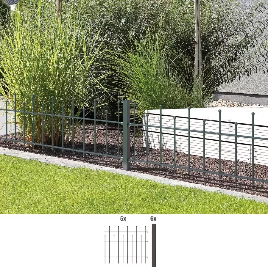 GAH Alberts Metalen hek Madrid Hoogte: 49 5 73 5 en 98 5 cm totale lengte: 10 m om vast te schroeven (set)