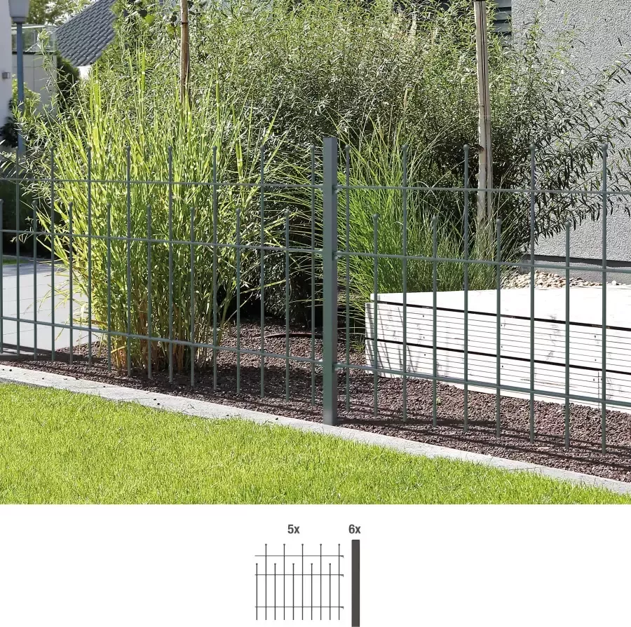 GAH Alberts Metalen hek Madrid Hoogte: 49 5 73 5 en 98 5 cm totale lengte: 10 m voor plaatsing in beton (set)