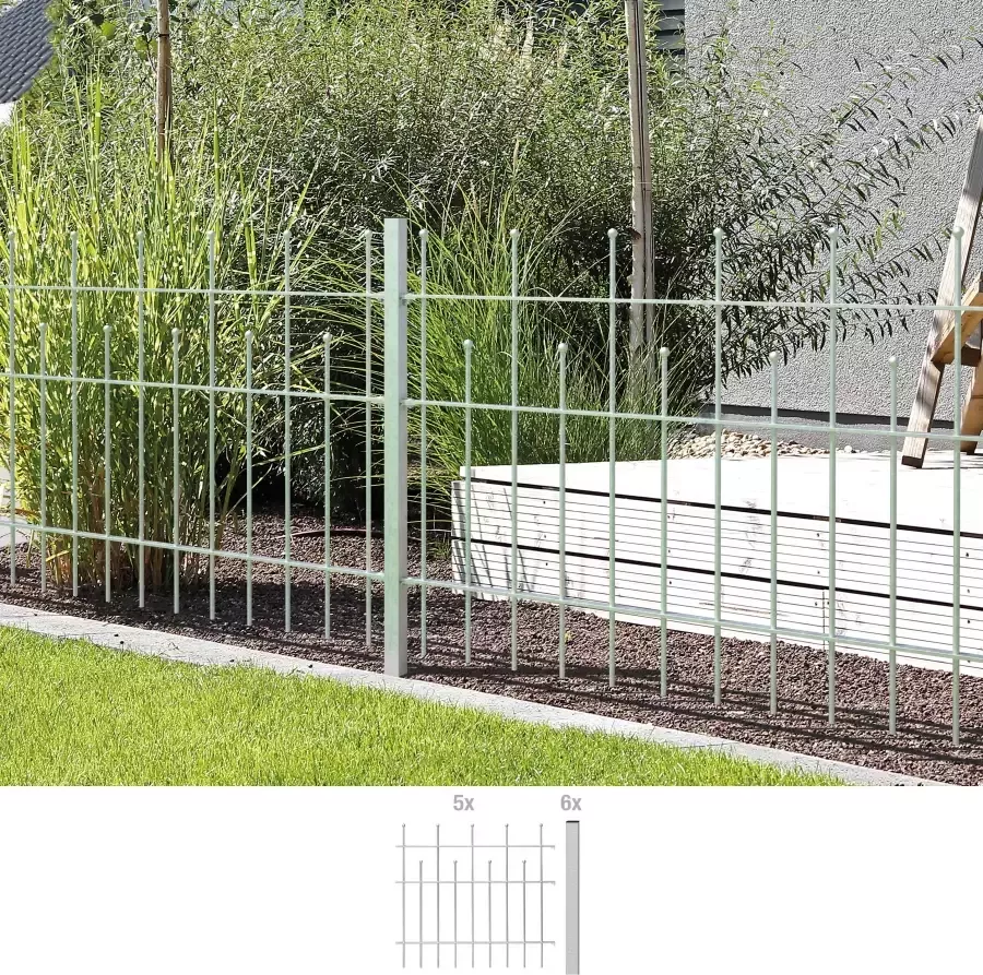 GAH Alberts Metalen hek Madrid Totale lengte: 10 m verschillende hoogtes thermisch verzinkt om vast te schroeven (set)