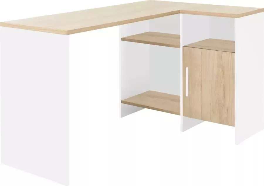 Diagone EMOB Hoekbureau Magenta wit eik decor Gautier Hoekbureaus Wit; Bruin Spaanplaat Hoekbureaus Op voorraad - Foto 3