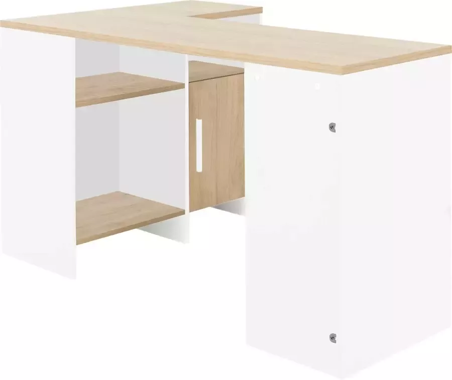 Diagone EMOB Hoekbureau Magenta wit eik decor Gautier Hoekbureaus Wit; Bruin Spaanplaat Hoekbureaus Op voorraad - Foto 2