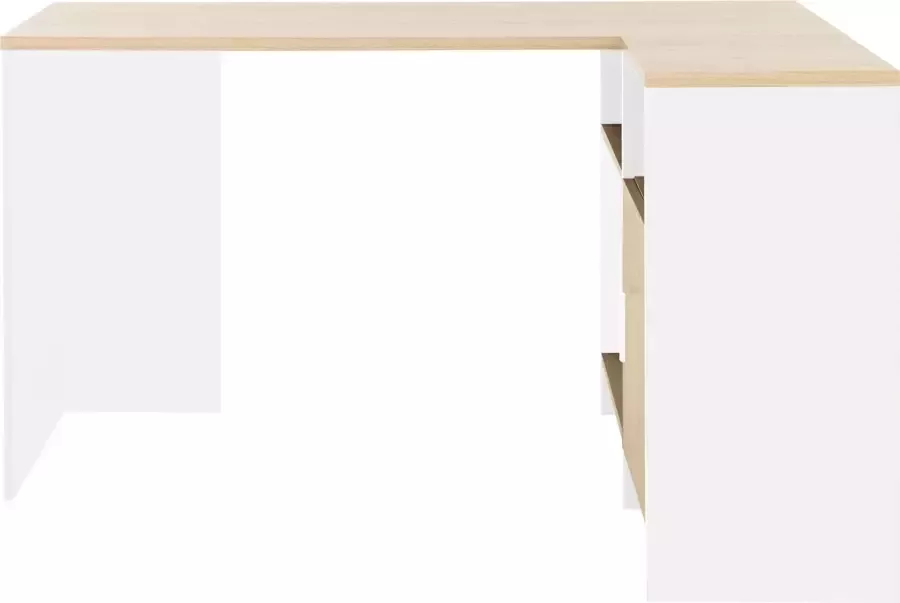 Diagone EMOB Hoekbureau Magenta wit eik decor Gautier Hoekbureaus Wit; Bruin Spaanplaat Hoekbureaus Op voorraad - Foto 4