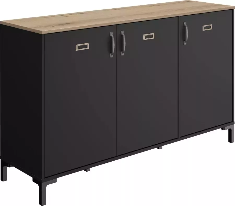 Diagone Gautier Klein dressoir 136cm 3 deuren MANCHESTER zwart