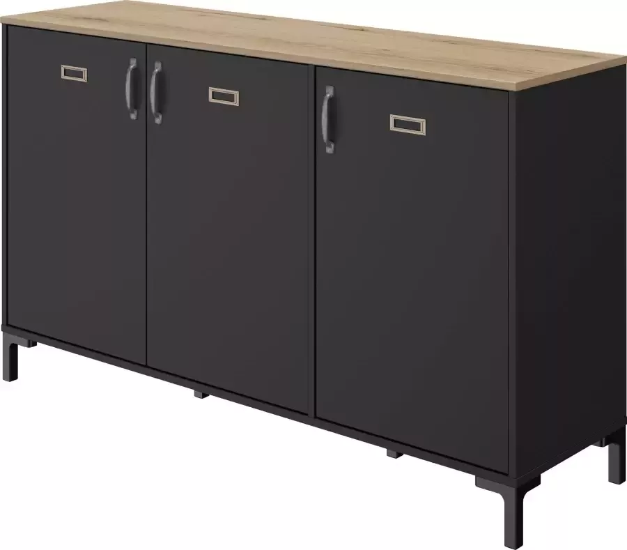 Diagone Gautier Klein dressoir 136cm 3 deuren MANCHESTER zwart - Foto 2