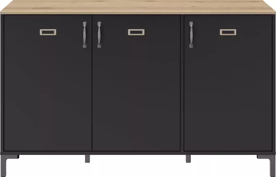 Diagone Gautier Klein dressoir 136cm 3 deuren MANCHESTER zwart - Foto 6