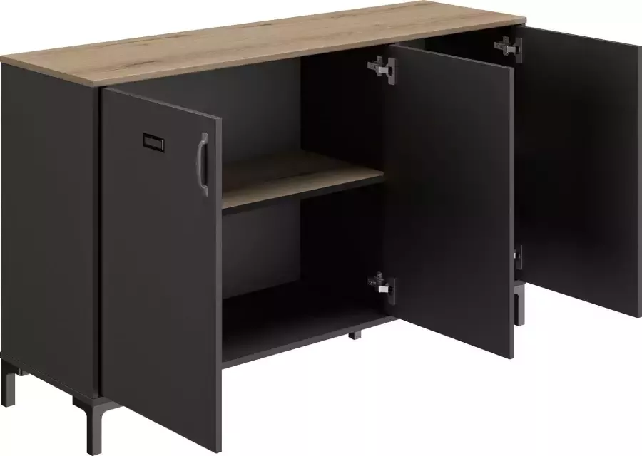 Diagone Gautier Klein dressoir 136cm 3 deuren MANCHESTER zwart - Foto 4