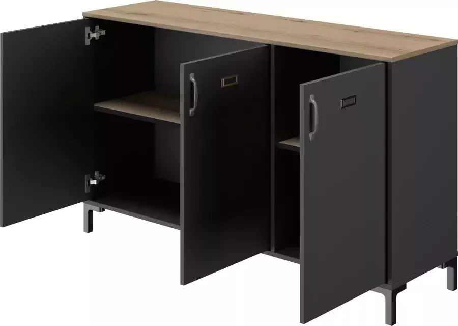 Diagone Gautier Klein dressoir 136cm 3 deuren MANCHESTER zwart - Foto 5