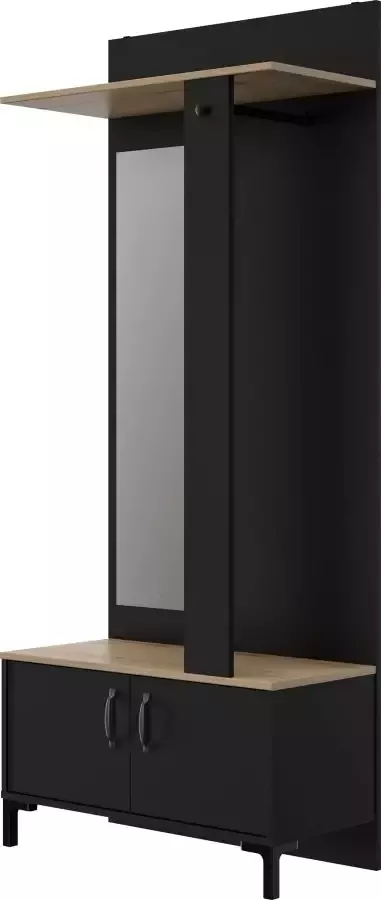 Gamm GAMI halkast met 2 deuren Made in France Sonoma eiken en zwart decor L 81 x H 190 x D 37 cm STORE - Foto 9