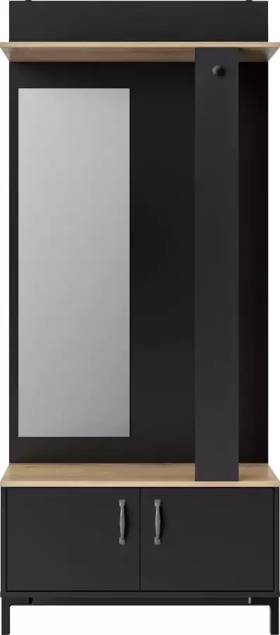 Gamm GAMI halkast met 2 deuren Made in France Sonoma eiken en zwart decor L 81 x H 190 x D 37 cm STORE - Foto 7
