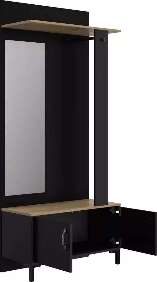 Gamm GAMI halkast met 2 deuren Made in France Sonoma eiken en zwart decor L 81 x H 190 x D 37 cm STORE - Foto 5