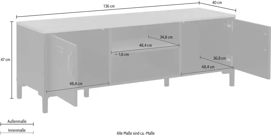 Diagone TV Meubel Tv-meubel Manno industrieel 136cm Zwart - Foto 4