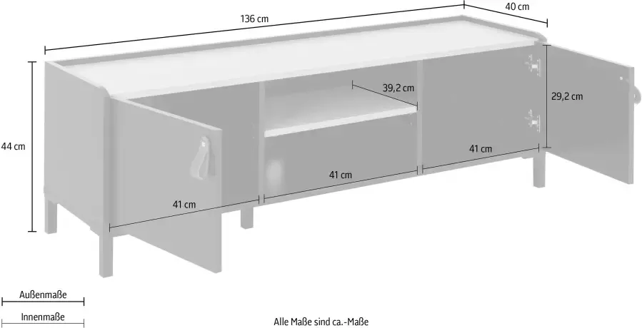 Diagone TV Meubel Tv-meubel Arnhem 2 deuren 136cm Zwart - Foto 3