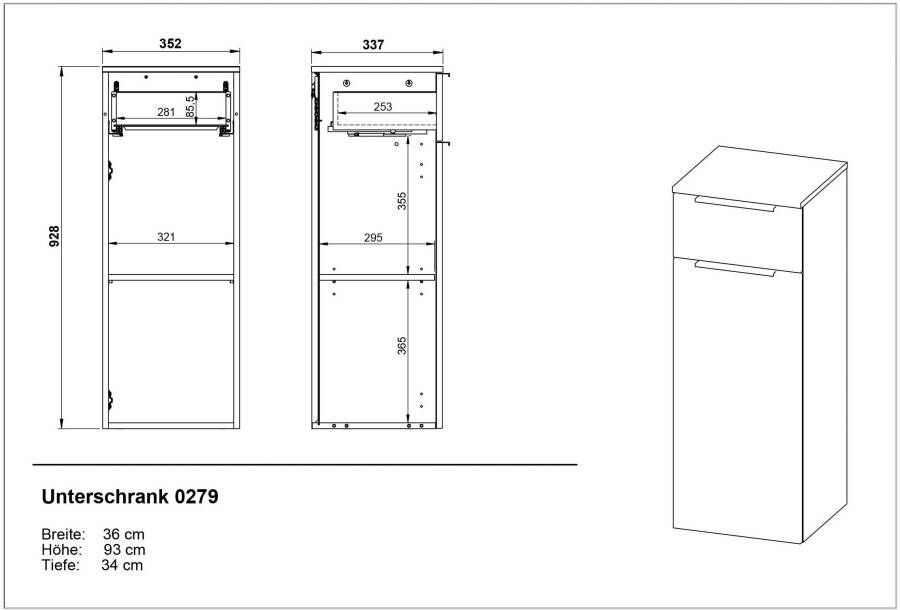 GERMANIA Badkamerserie Crandon incl. wastafelkast spiegelkast kast en plank (4-delig) - Foto 10