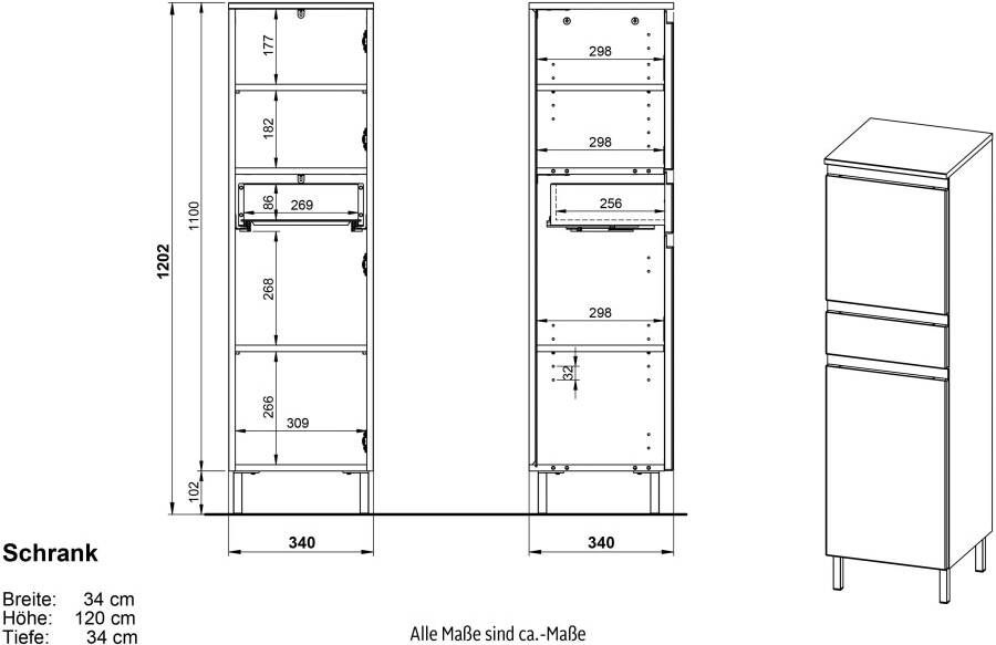 GERMANIA Halfhoge kast Torrance met verstelbare planken en poten van metaal greeploos design - Foto 3