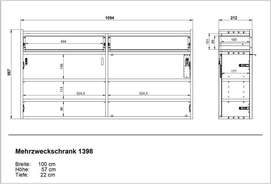 GERMANIA Halmeubelset Ameca Multifunctionele kast en spiegel geringe diepte ideaal voor smalle gangen (set 2-delig) - Foto 7
