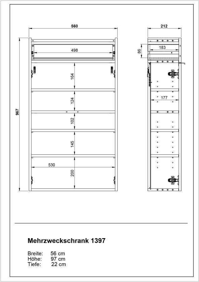 GERMANIA Halmeubelset Ameca Multifunctionele kast en spiegel geringe diepte ideaal voor smalle gangen (set 2-delig) - Foto 4