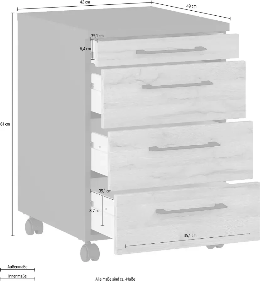 Germania Rolkast GW-Profi 2.0 42x49x61 cm grafiet Grandson eikenkleur - Foto 4