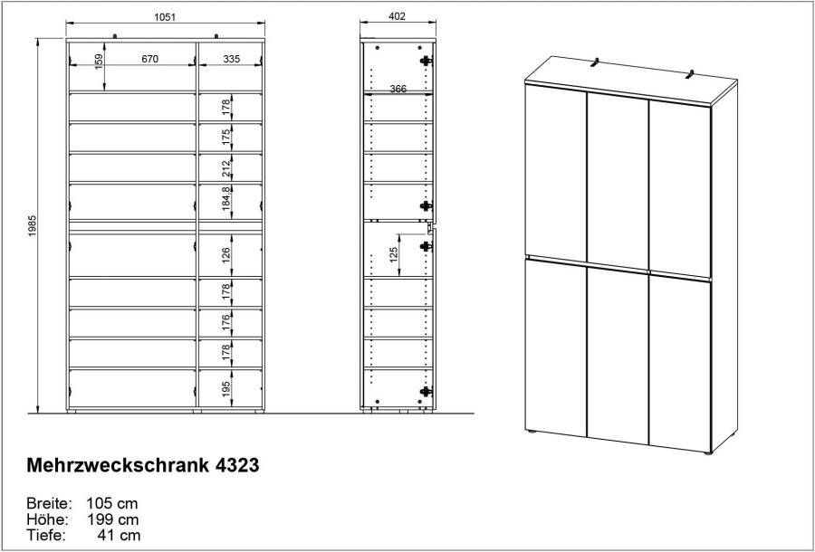 GERMANIA Multifunctionele kast met planken voor individueel vormgeven hoogglanzende fronten - Foto 3