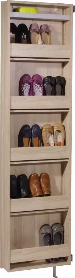 24Designs Opbergkast voor schoenen met grote spiegel H195 cm Sonoma-eiken - Foto 8
