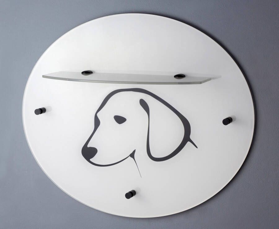 GGG MÖBEL Kapstokpaneel Hond van glas met planchet - Foto 1