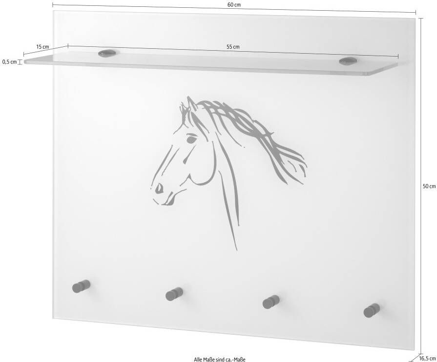 GGG MÖBEL Kapstokpaneel Paard van glas met planchet - Foto 2
