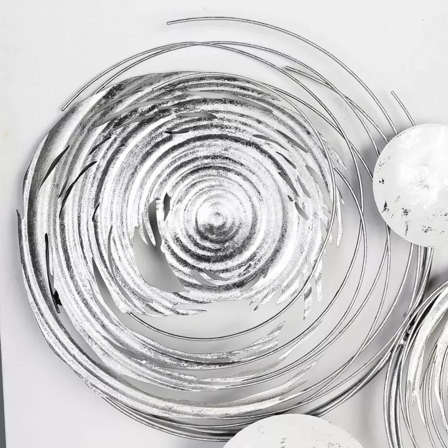 GILDE Sierobject voor aan de wand Wandreliëf Circles wit zilver van metaal decoratief in eetkamer & woonkamer (1 stuk) - Foto 1