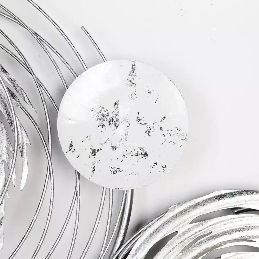 GILDE Sierobject voor aan de wand Wandreliëf Circles wit zilver van metaal decoratief in eetkamer & woonkamer (1 stuk) - Foto 2